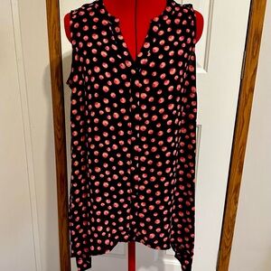 Apt. 9 Black and Orange Polka Dot Blouse